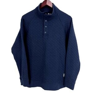 Eddie Bauer Men's Quilted 1/4 Snap Sweatshirt Pullover Navy Blue Sz L Pocket
